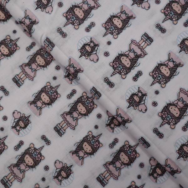 Bavlnená látka dievčatko jednorožec