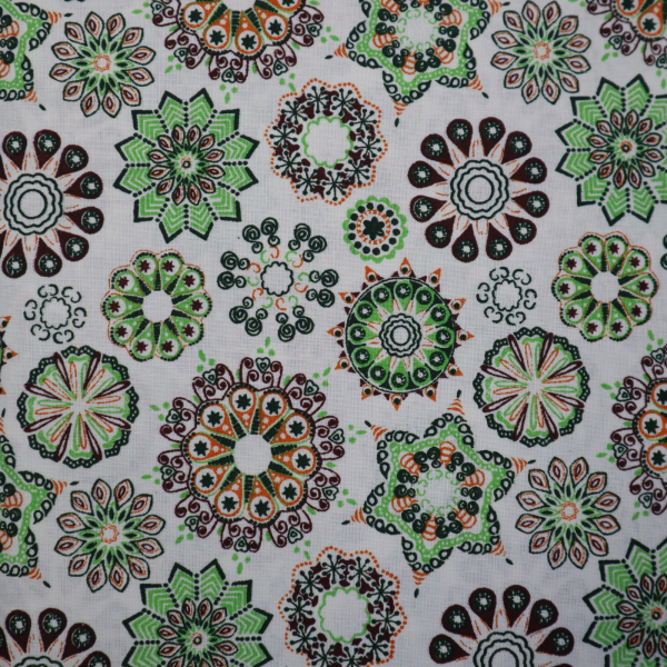 Bavlnená látka zelená mandala