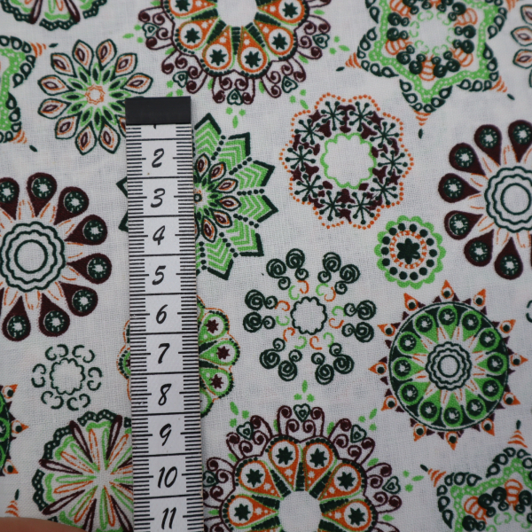 Bavlnená látka zelená mandala