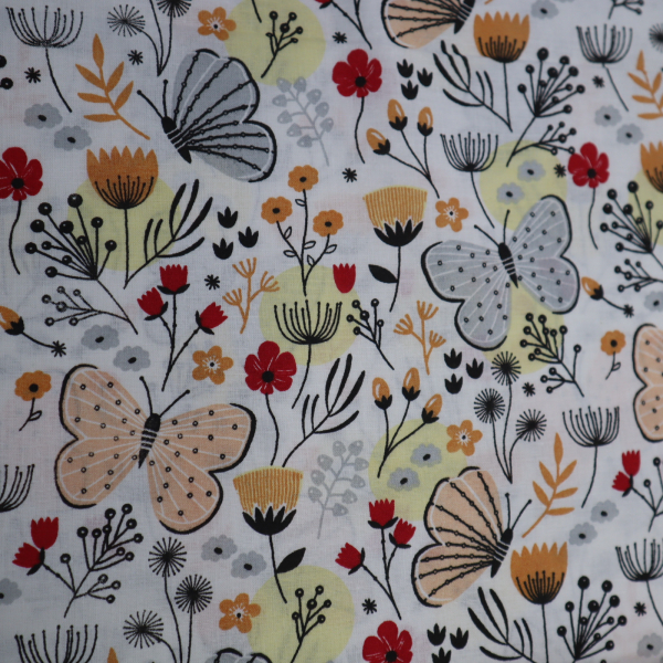 Bavlnená látka motýľ na lúke