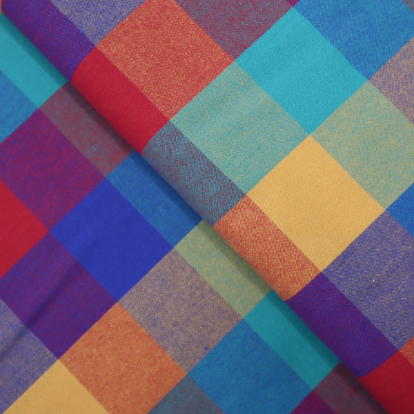 Dekoračná látka kanafas obdĺžnik 4,5x5,5cm farebné káro veľké