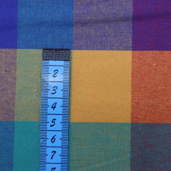 Dekoračná látka kanafas obdĺžnik 4,5x5,5cm farebné káro veľké