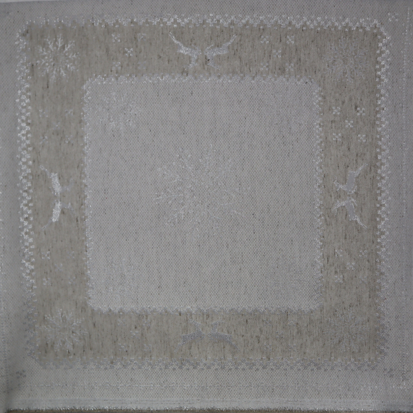 Jacquard panel - prírodno/strieborný sob lurexom 53x53cm