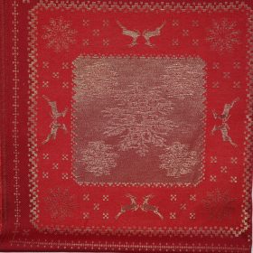Jacquard panel - červený sob lurexom 45x45cm