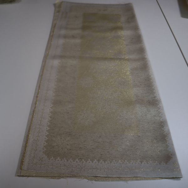 Jacquard panel na štólu - prírodno/zlatý sob s lurexom 46x100cm