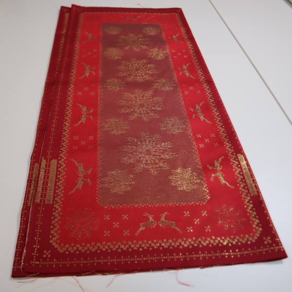 Jacquard panel na štólu - červeno/zlatý sob s lurexom 46x100cm