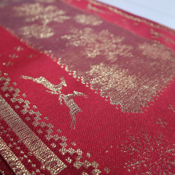 Jacquard panel na štólu - červeno/zlatý sob s lurexom 46x100cm