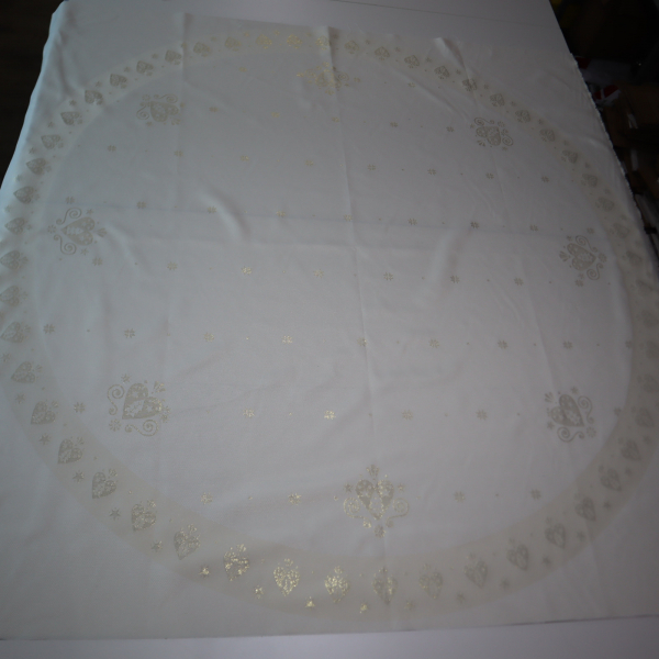 Jacquard panel kruhový obrus/sukňu - zlaté srdiečka s lurexom Ø180cm