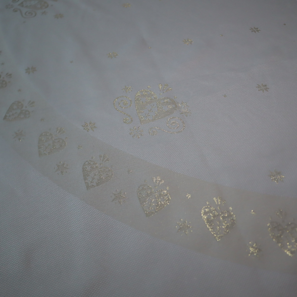 Jacquard panel kruhový obrus/sukňu - zlaté srdiečka s lurexom Ø180cm