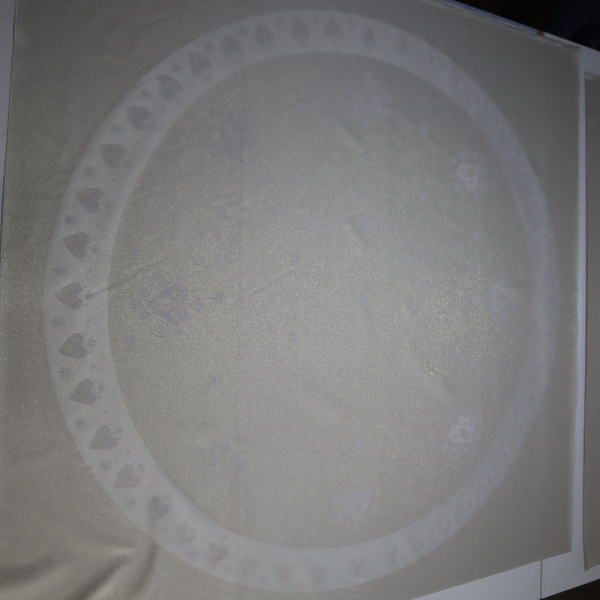 Jacquard panel kruhový obrus/sukňu - prírodno/zlaté srdiečka s lurexom Ø160cm