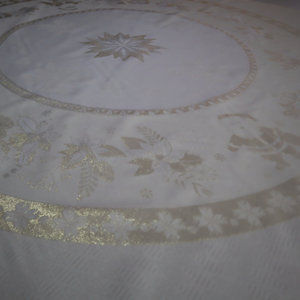 Jacquard panel kruhový obrus/sukňu - zlatá hviezda s lurexom Ø180cm
