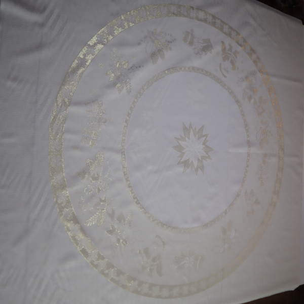 Jacquard panel kruhový obrus/sukňu - zlatá hviezda s lurexom Ø180cm