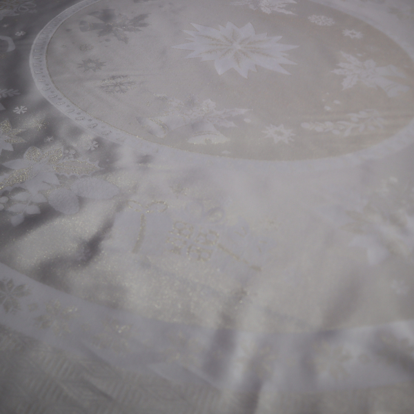 Jacquard panel kruhový obrus/sukňu - zlatá hviezda s lurexom Ø180cm