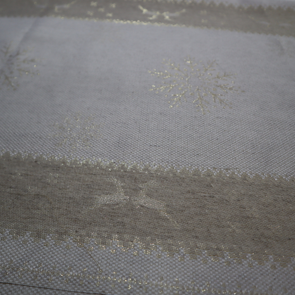 Jacquard panel na štólu - prírodno/zlatý sob s lurexom 50x160cm