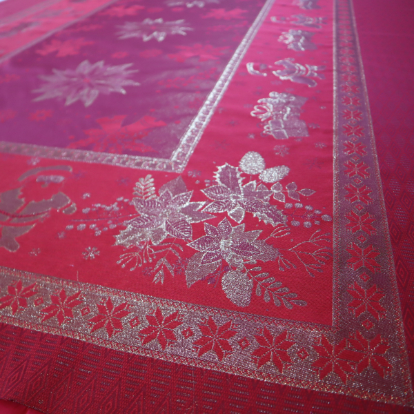 Jacquard panel na obrus - červeno/zlatá hviezda s lurexom 180x380cm