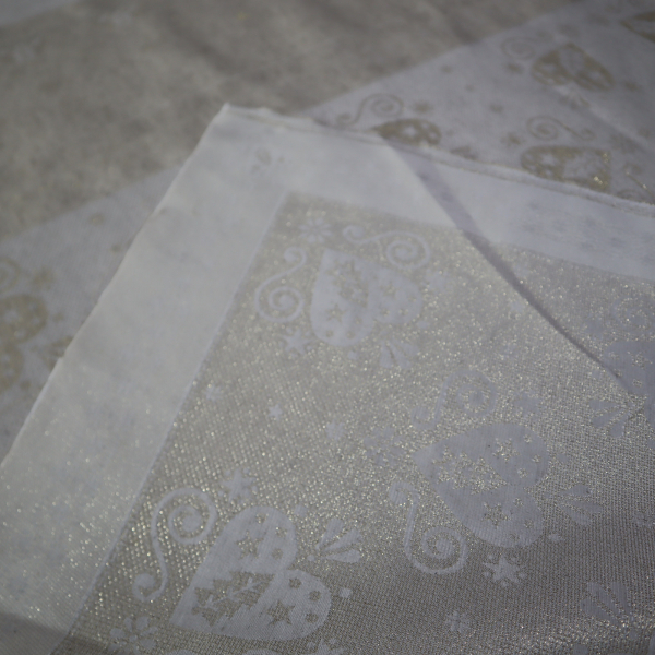 Jacquard panel 3x obrus - prírodno/zlaté srdiečka s lurexom 80x160cm + 2x 80x80cm