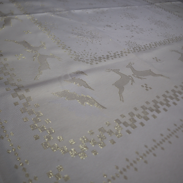 Jacquard panel obrus a štóla - zlatý sob s lurexom 140x140cm + 40x140cm