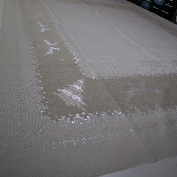 Jacquard panel obrus - prírodno/strieborný sob s lurexom 160x200cm