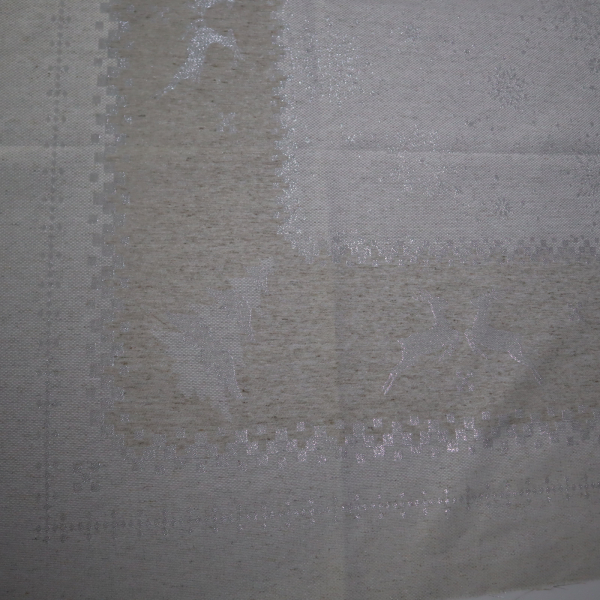 Jacquard panel obrus - prírodno/strieborný sob s lurexom 160x200cm