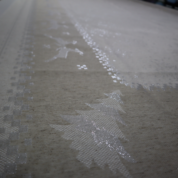 Jacquard panel obrus - prírodno/strieborný sob s lurexom 160x360cm