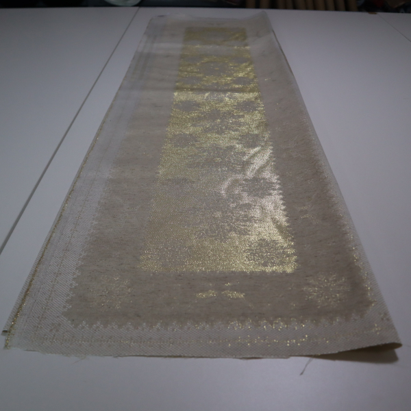 Jacquard panel na štólu - prírodno/zlatý sob s lurexom 40x140cm