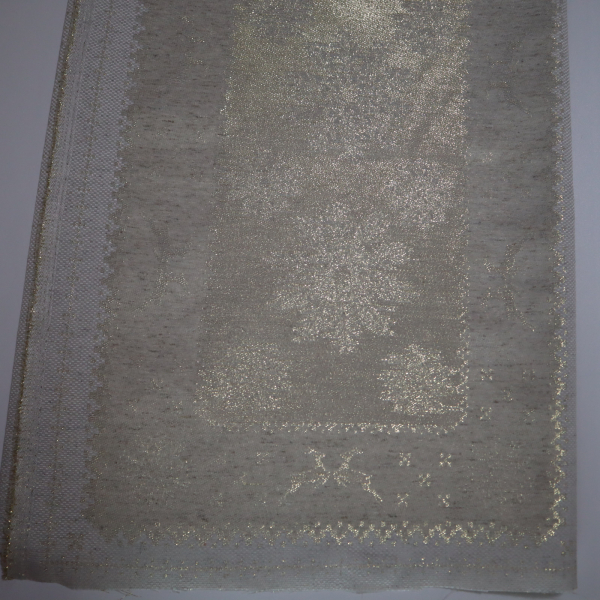 Jacquard panel na štólu - prírodno/zlatý sob s lurexom 40x140cm