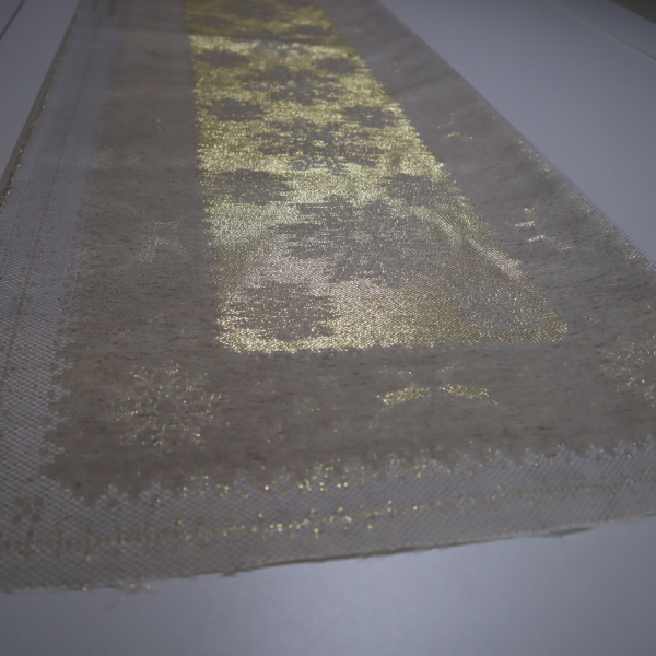 Jacquard panel na štólu - prírodno/zlatý sob s lurexom 40x140cm