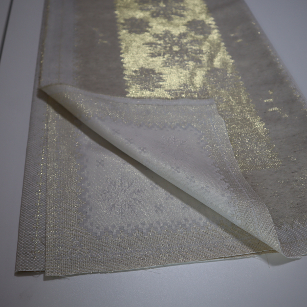 Jacquard panel na štólu - prírodno/zlatý sob s lurexom 40x140cm