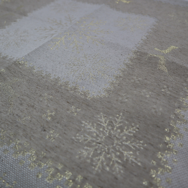 Jacquard panel - prírodno/zlatý sob lurexom 53x53cm