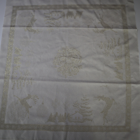 Jacquard panel obrus + 2x vankúš - zlatý jelenček s lurexom 105x105cm + 2x 53x53cm