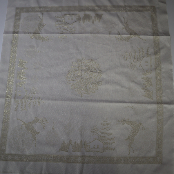 Jacquard panel obrus + 2x vankúš - zlatý jelenček s lurexom 105x105cm + 2x 53x53cm