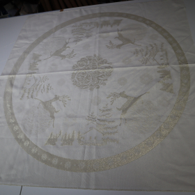 Jacquard panel kruhový obrus - zlatý jeleňček s lurexom Ø150cm