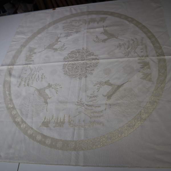 Jacquard panel kruhový obrus/sukňu - zlatý jeleňček s lurexom Ø150cm