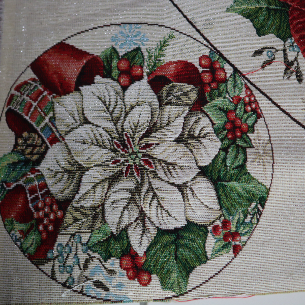 Gobelín panel s lurexom - kruhový obrus vianočná ruža Ø150cm