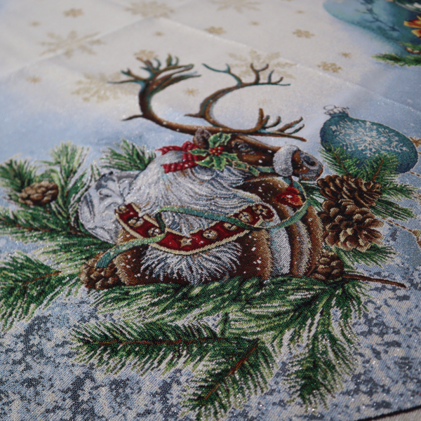 Gobelín panel s lurexom - kruhový obrus sob Ø150cm