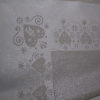 Jacquard panel obrus - prírodno/strieborné srdiečko s lurexom 160x200cm