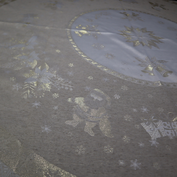 Jacquard panel kruhový obrus/sukňu - prírodno/zlatá hviezda s lurexom Ø180cm - II. trieda!