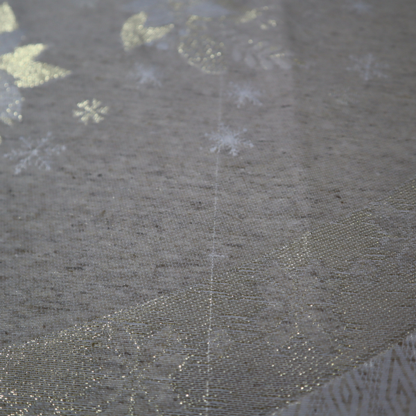 Jacquard panel kruhový obrus/sukňu - prírodno/zlatá hviezda s lurexom Ø180cm - II. trieda!