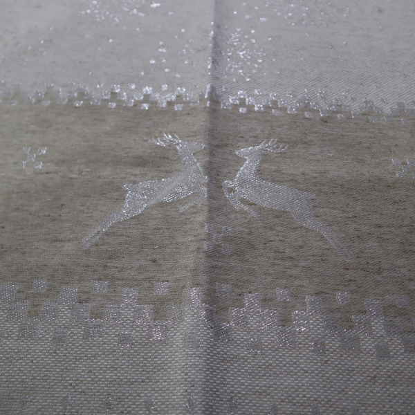 Jacquard panel obrus - prírodno/strieborný sob s lurexom 160x260cm