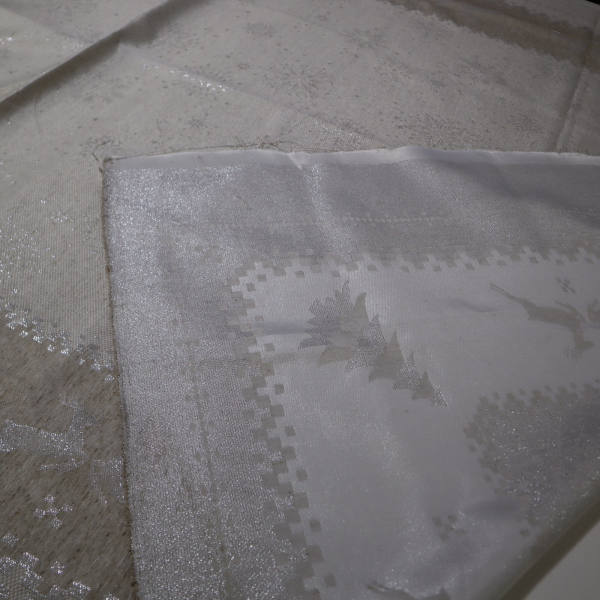 Jacquard panel obrus - prírodno/strieborný sob s lurexom 160x260cm