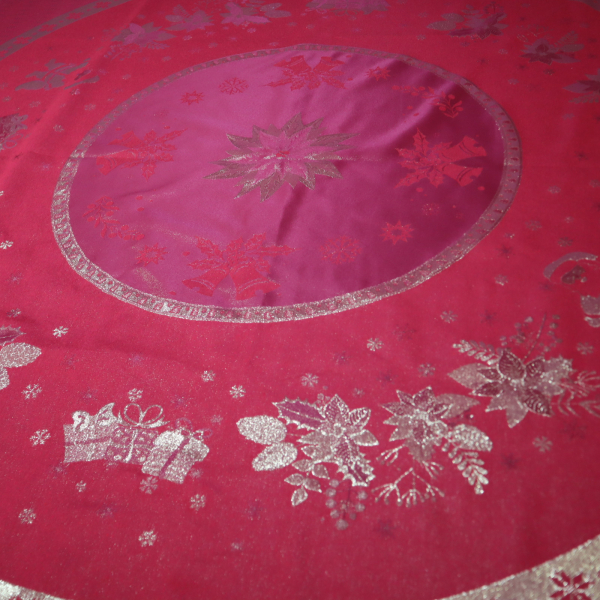 Jacquard panel kruhový obrus/sukňu - červeno/zlatá hviezda s lurexom Ø180cm