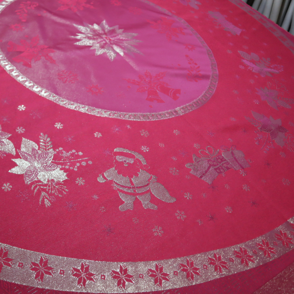 Jacquard panel kruhový obrus/sukňu - červeno/zlatá hviezda s lurexom Ø180cm