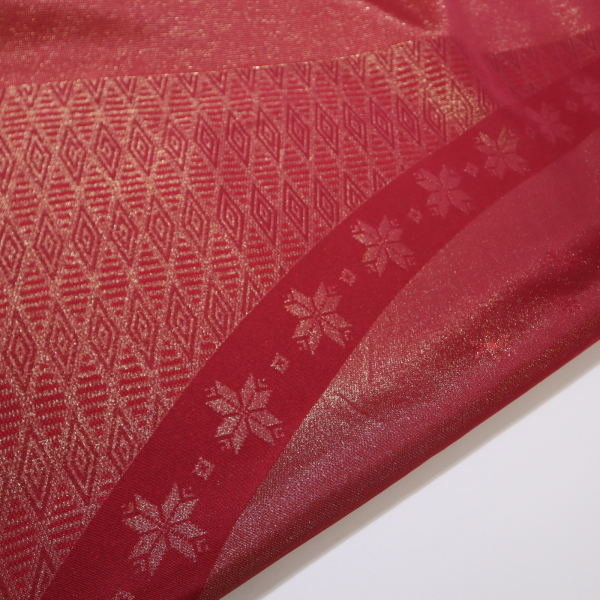 Jacquard panel kruhový obrus/sukňu - červeno/zlatá hviezda s lurexom Ø180cm