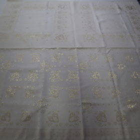 Jacquard panel 3x obrus - zlaté srdiečka s lurexom 80x160cm + 2x 80x80cm