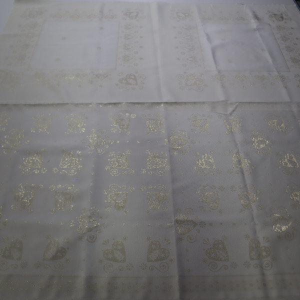 Jacquard panel 3x obrus - zlaté srdiečka s lurexom 80x160cm + 2x 80x80cm