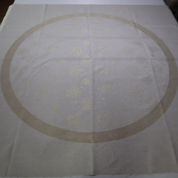 Jacquard panel kruhový obrus/sukňu - prírodno/zlatá vločka s lurexom Ø180cm