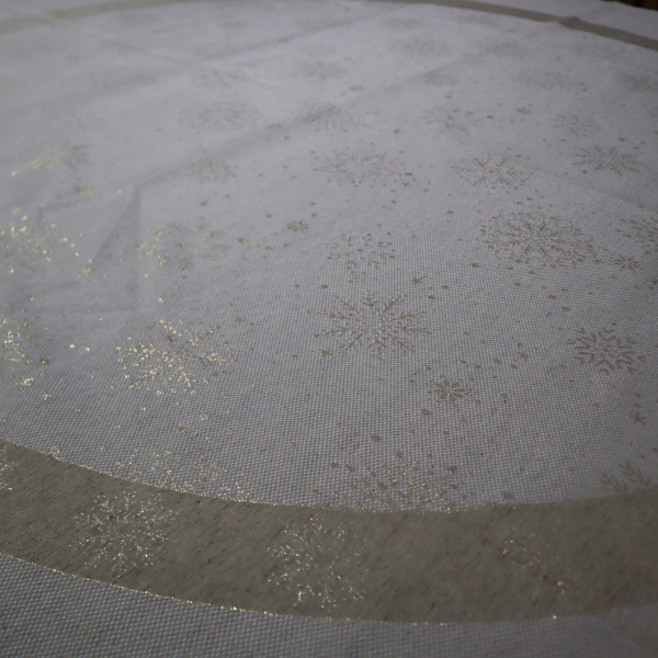 Jacquard panel kruhový obrus/sukňu - prírodno/zlatá vločka s lurexom Ø180cm