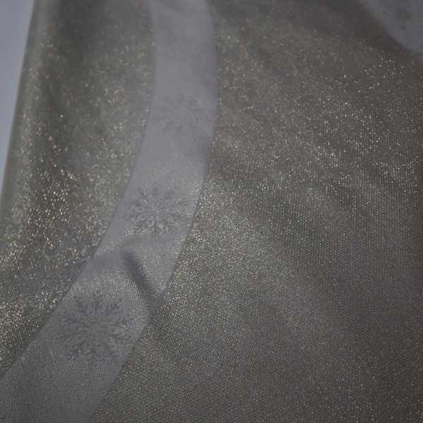 Jacquard panel kruhový obrus/sukňu - prírodno/zlatá vločka s lurexom Ø180cm