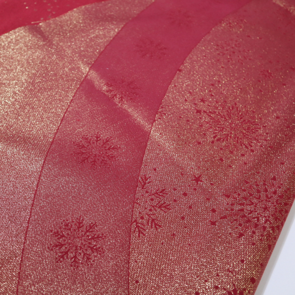 Jacquard panel kruhový obrus/sukňu - červeno/zlatá vločka s lurexom Ø180cm