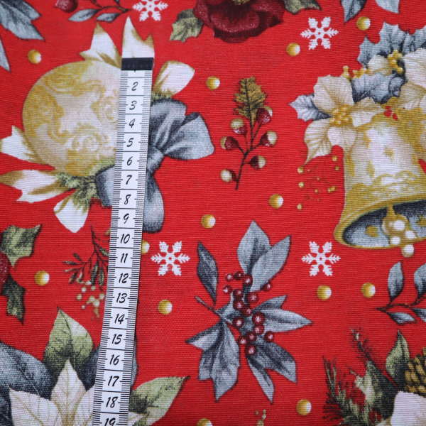 Vianočná dekoračná látka vianočné zvončeky